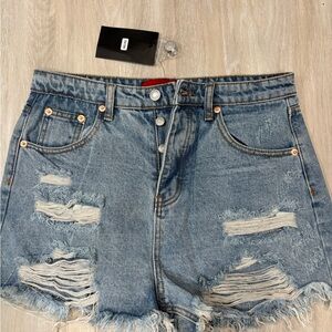 Signature8 Blue Distressed Jean Shorts